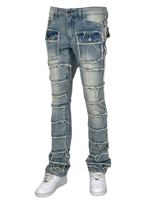 Distressed Stack Jeans - Topaz
