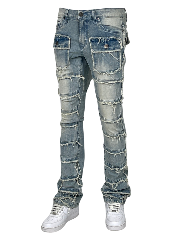Distressed Stack Jeans - Topaz