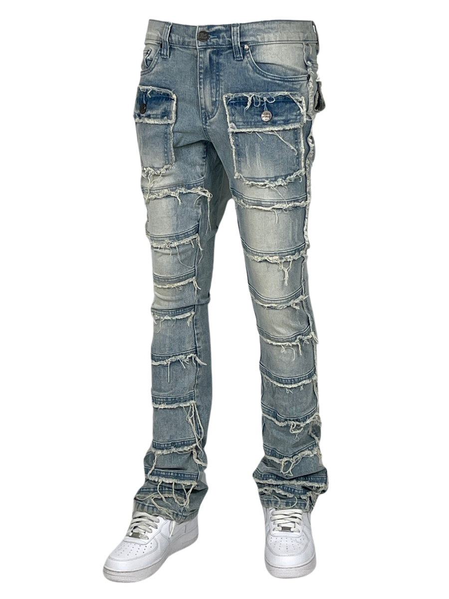 Distressed Stack Jeans - Topaz