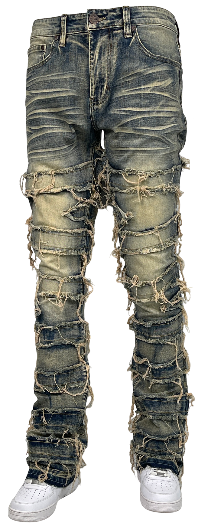 Tattered Stack Jeans - Lt Tint