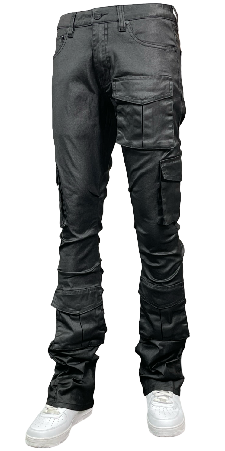 Coated Cargo Denim Jeans, enlarged view