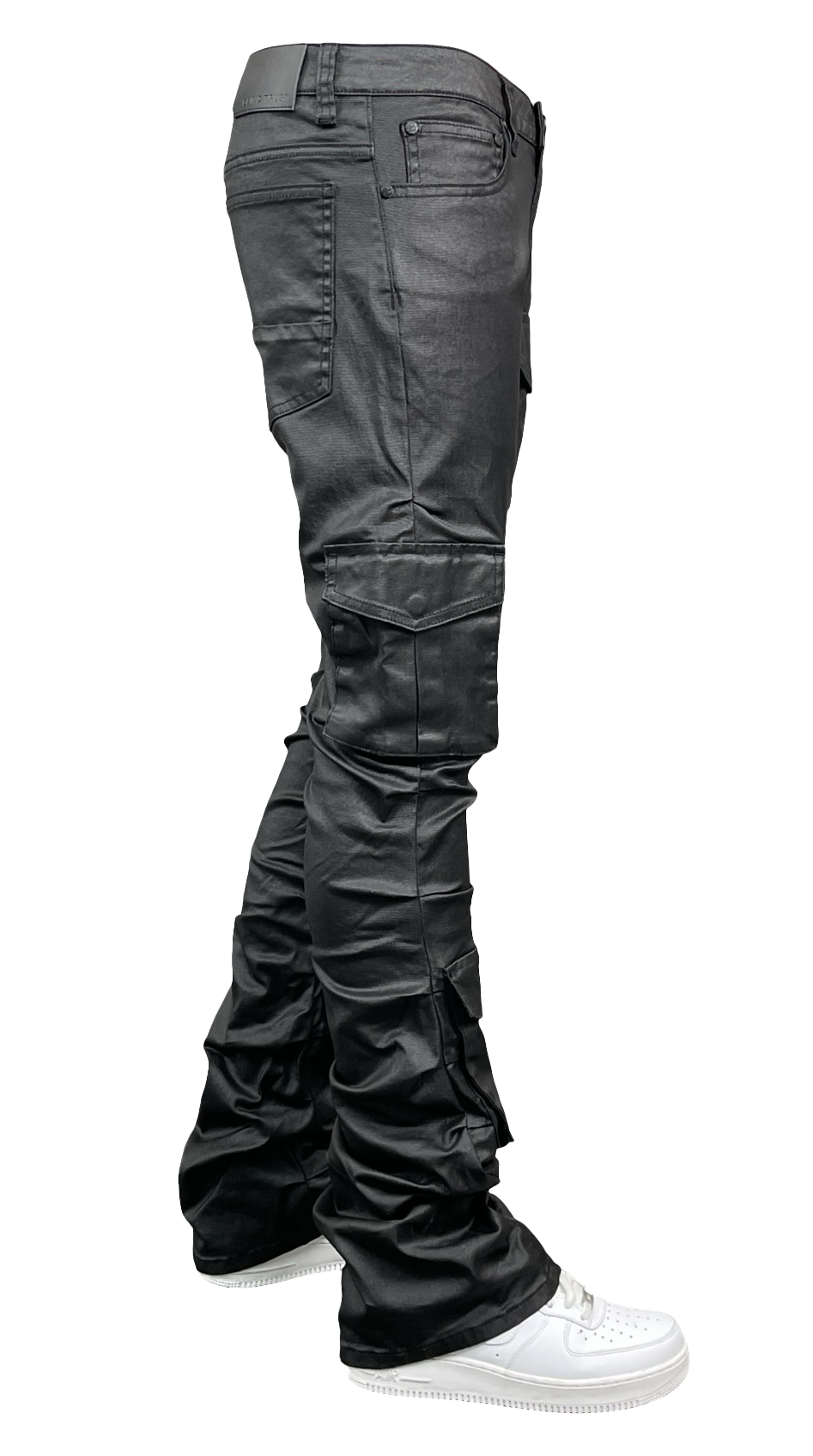 Coated Cargo Denim Jeans - Coated Black detail