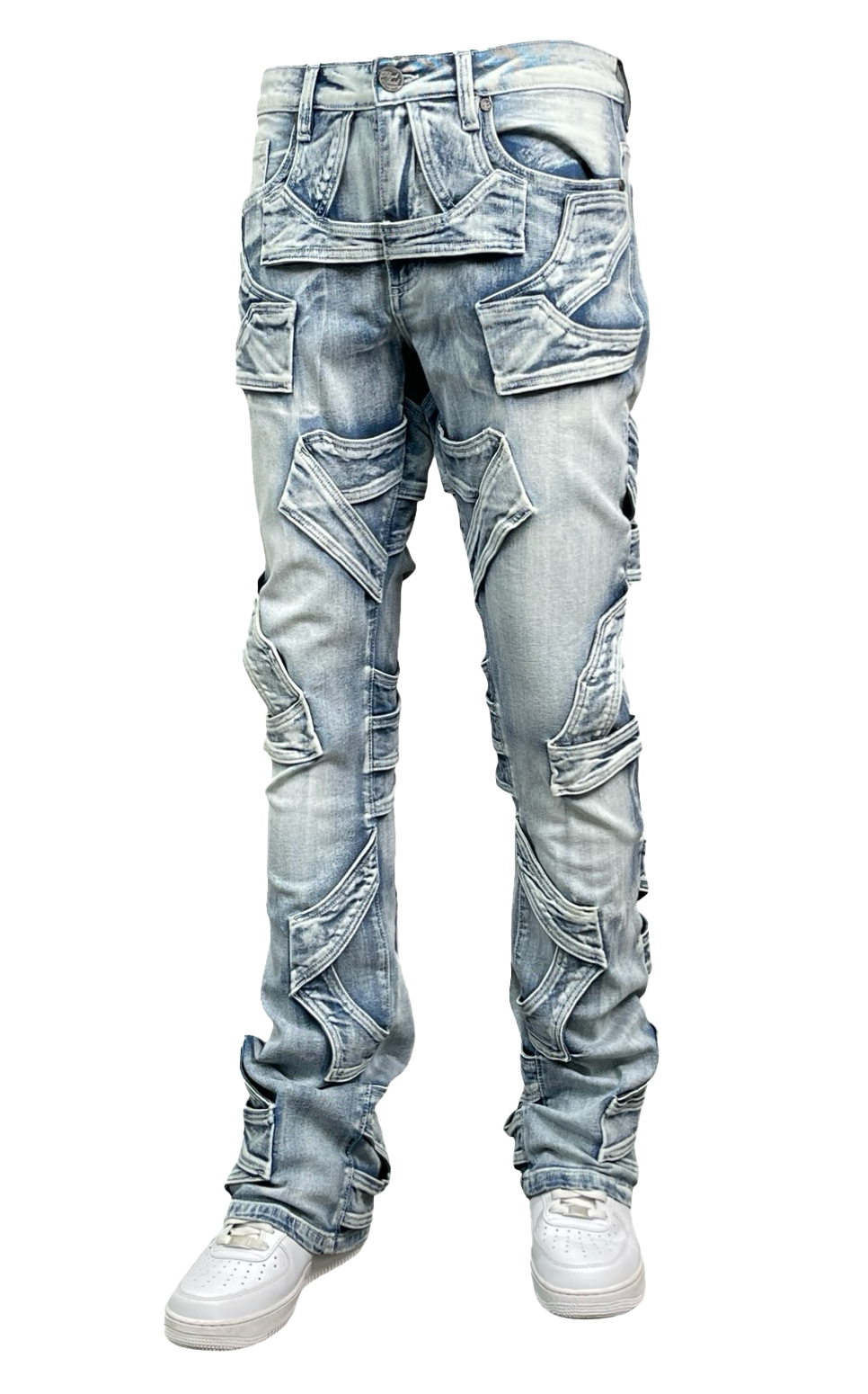 Looped Stack Jeans - Ice Wash
