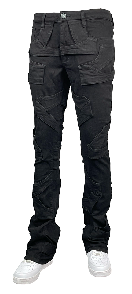 Looped Stack Jeans - Black