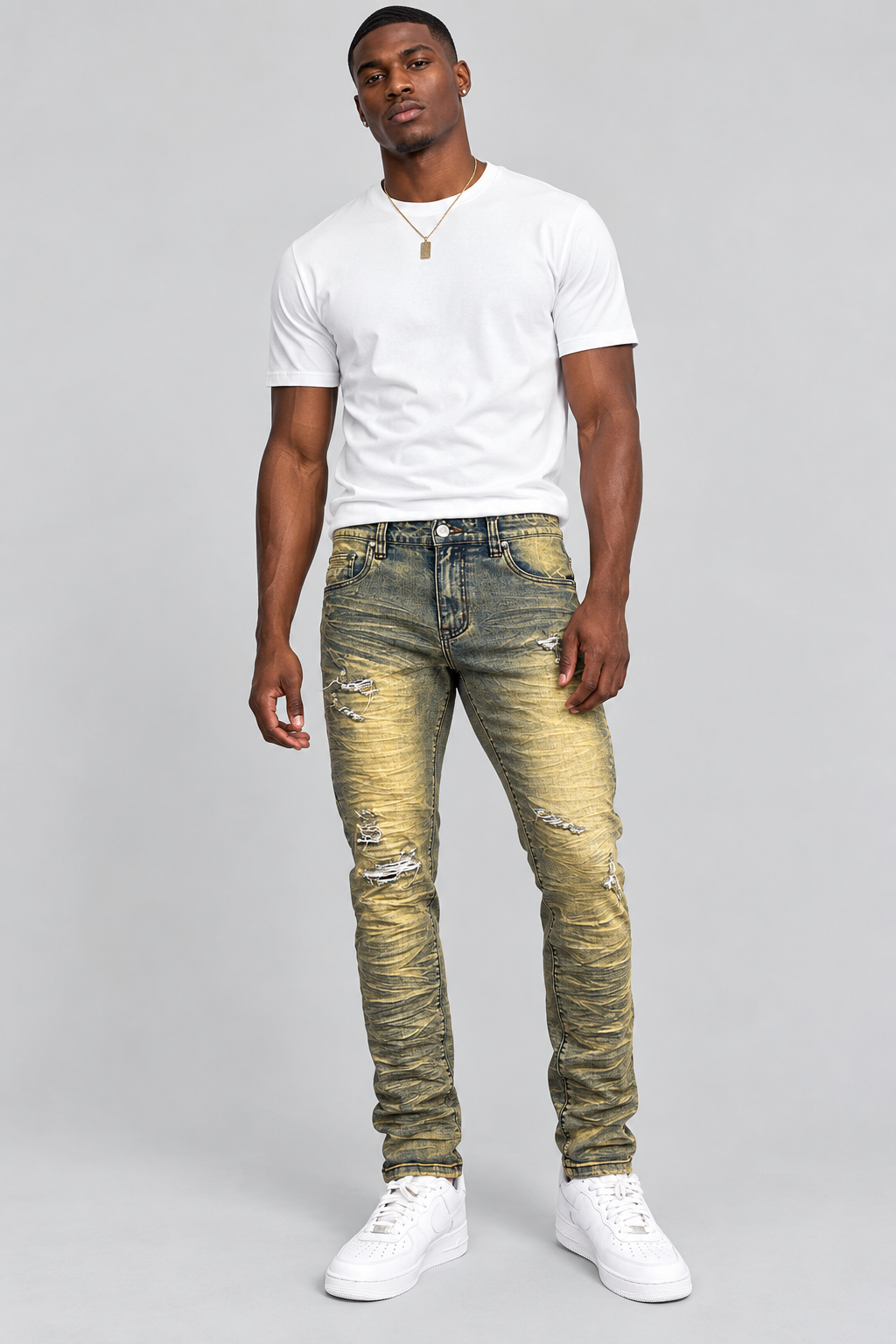 Slim-Fit Distressed Jeans
