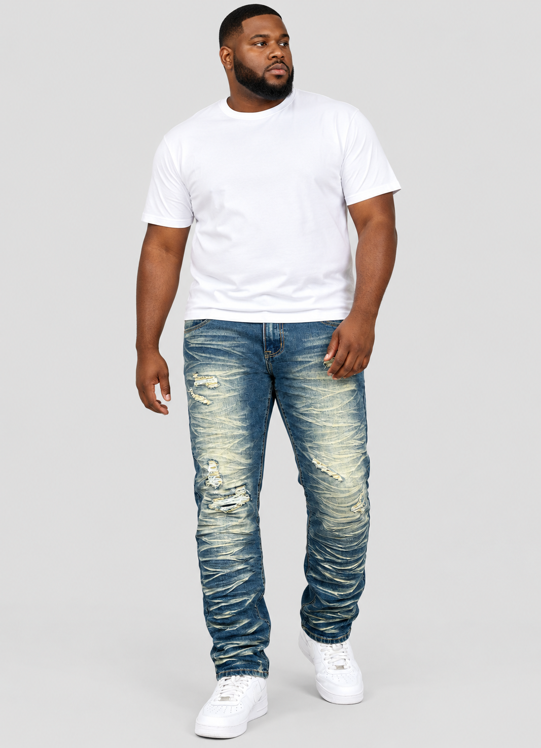 B&T Slim-Fit Distressed Jeans