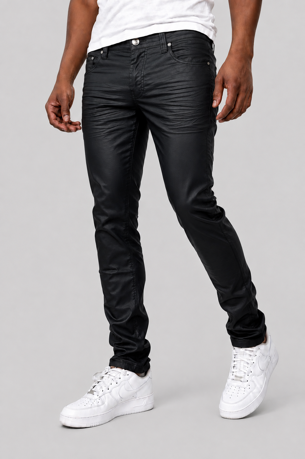 Wax Coated Skinny Pants - Wax Black