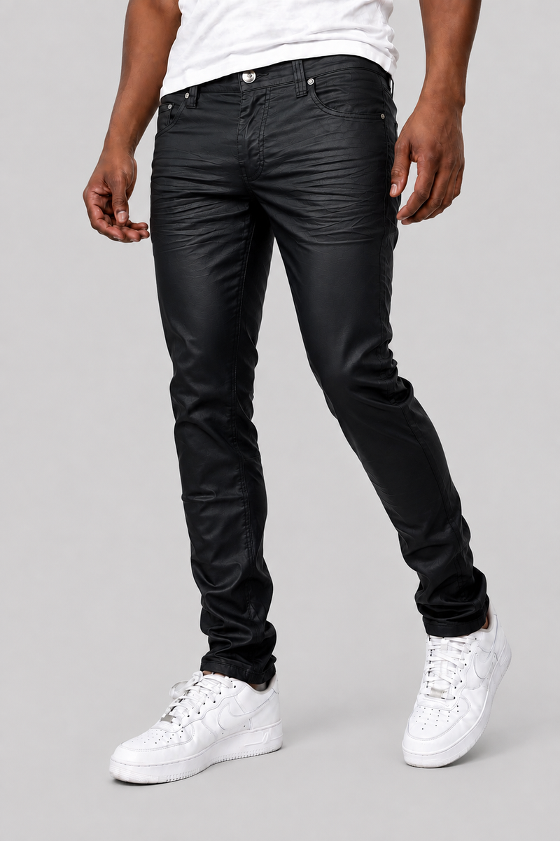 Wax Coated Skinny Pants - Wax Black
