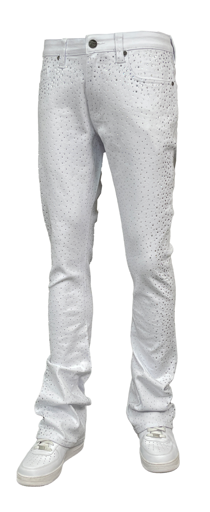 Men's Coated Stacked Rhinestone Jeans with Chain — alternate view
