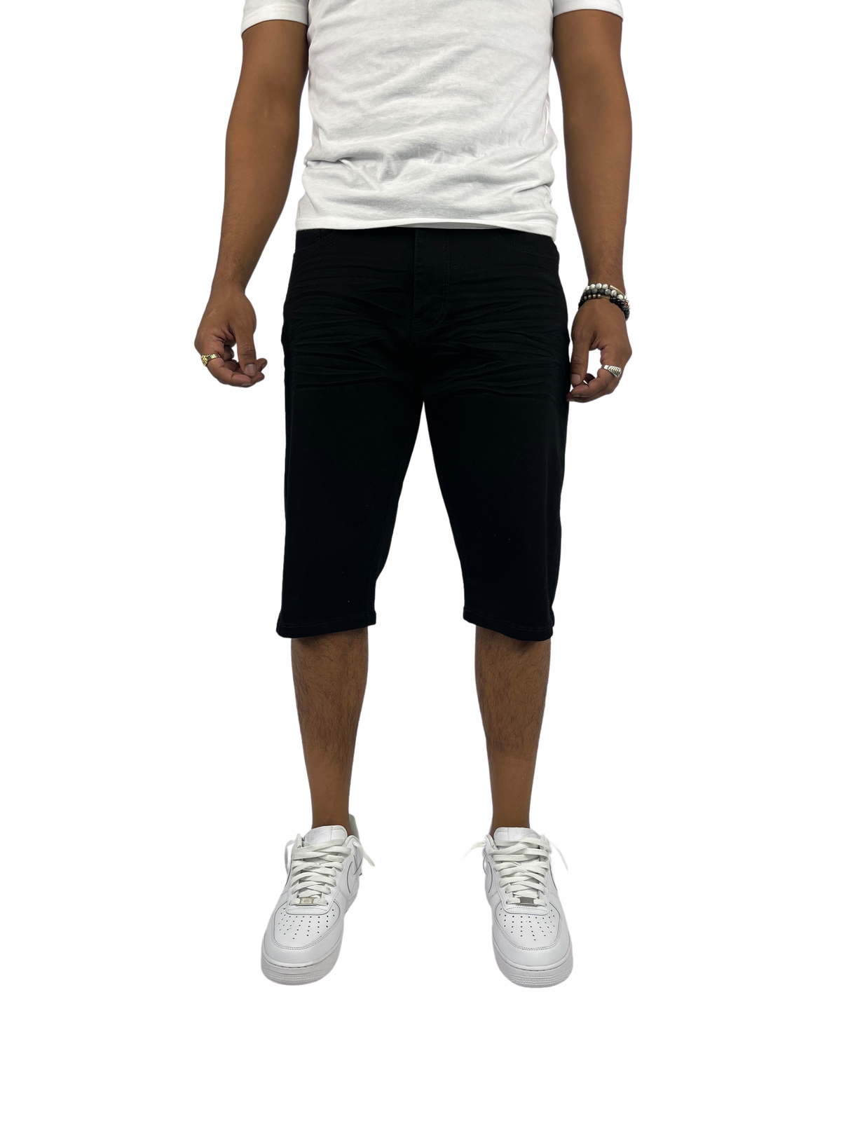 Slim Fit Twill Shorts - Black