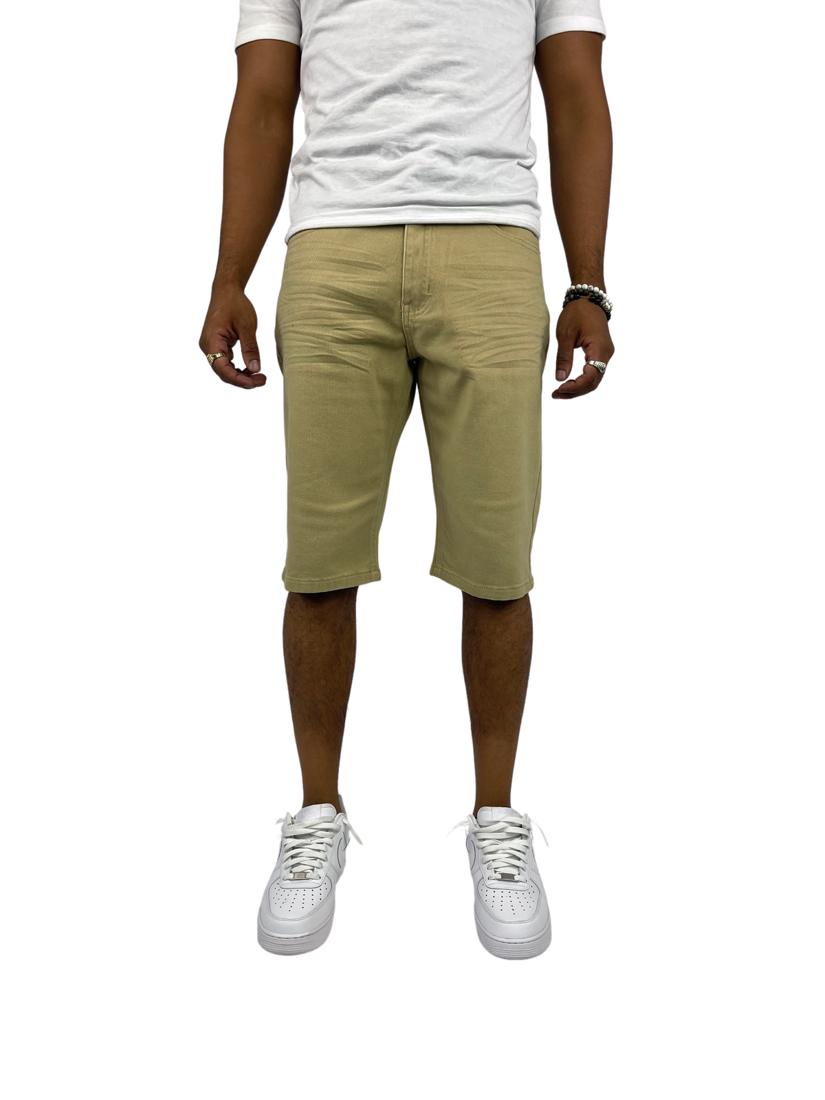 Slim Fit Twill Shorts - Khaki