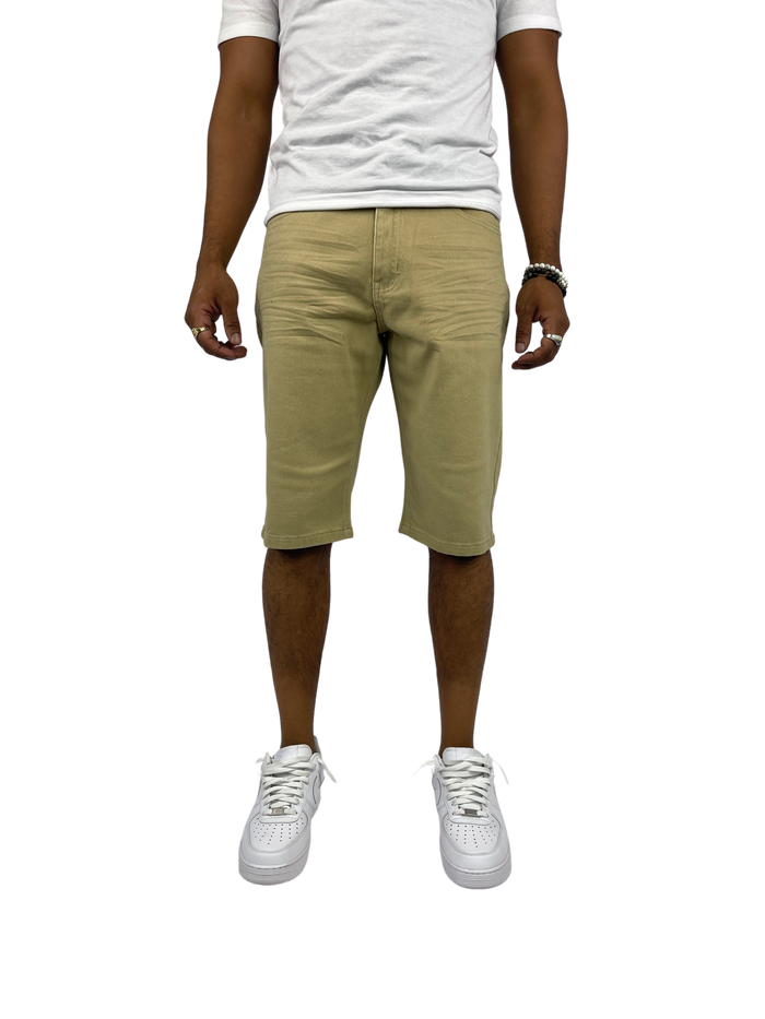 Slim Fit Twill Shorts - Khaki