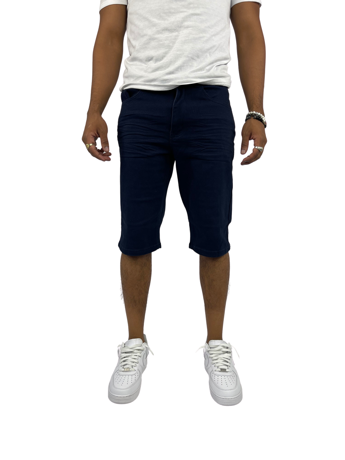 Slim Fit Twill Shorts - Navy