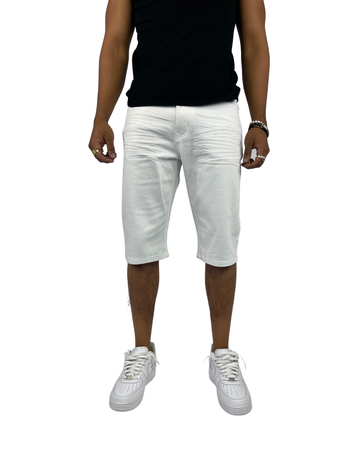 Slim Fit Twill Shorts - White