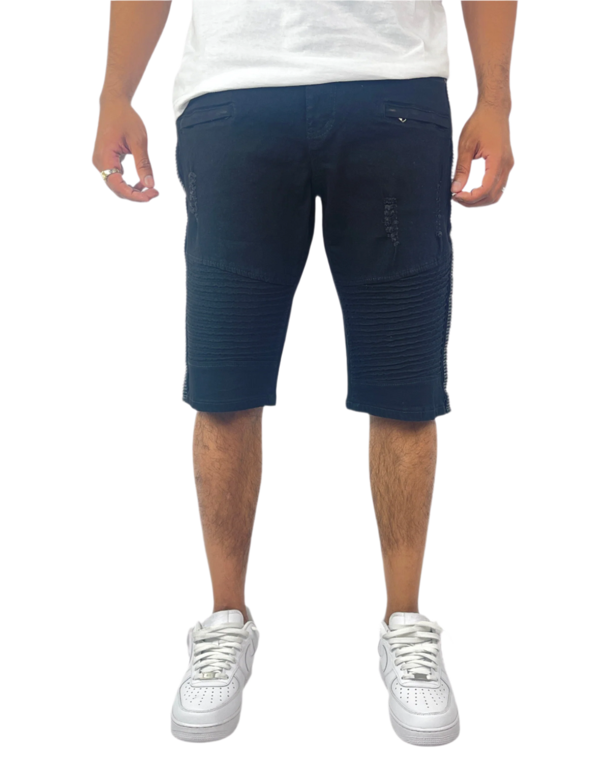 B&T Rhinestone Moto Short - Black