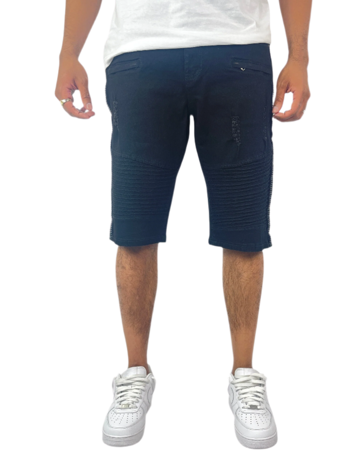 Rhinestone Moto Short - Black