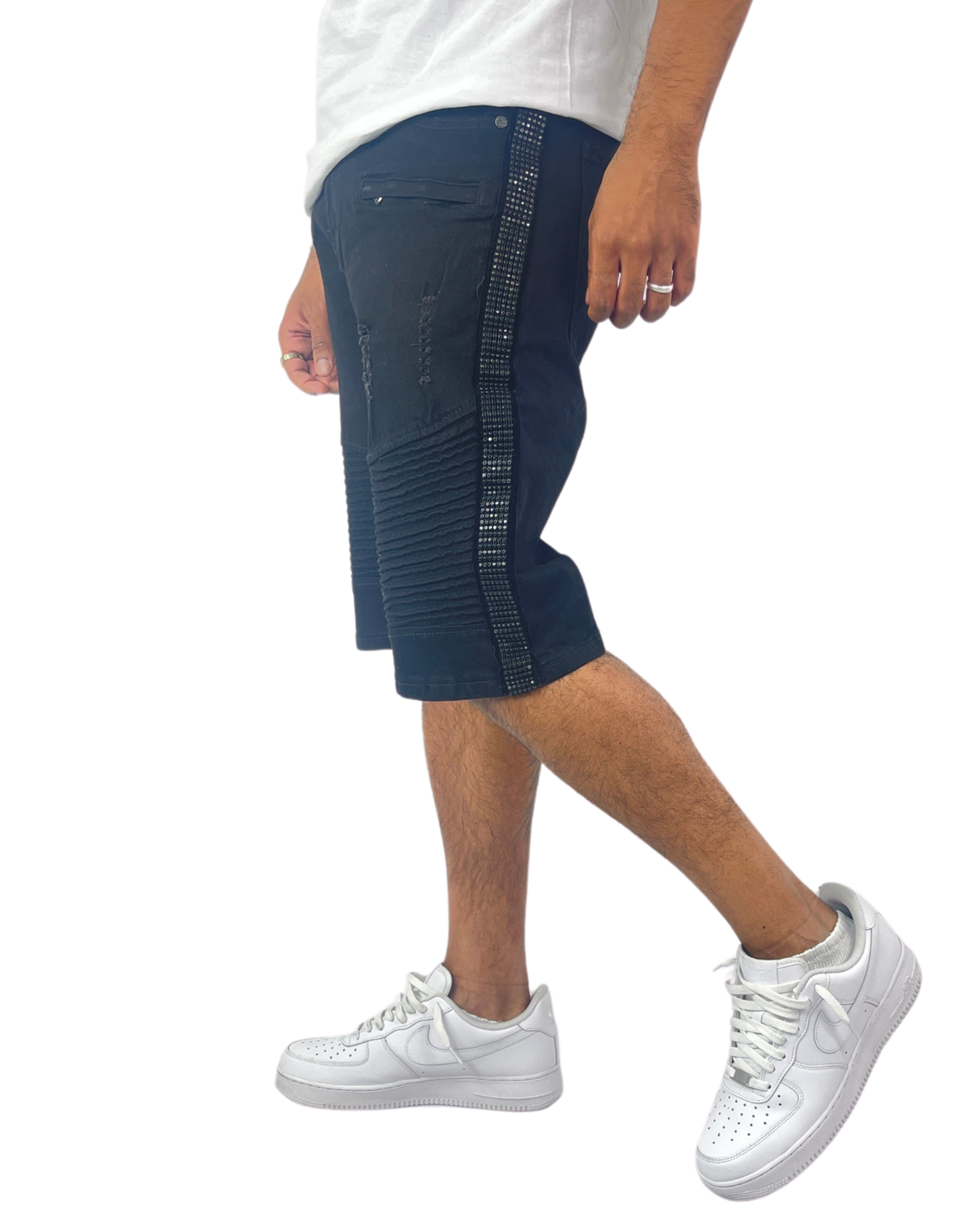 Rhinestone Moto Short
