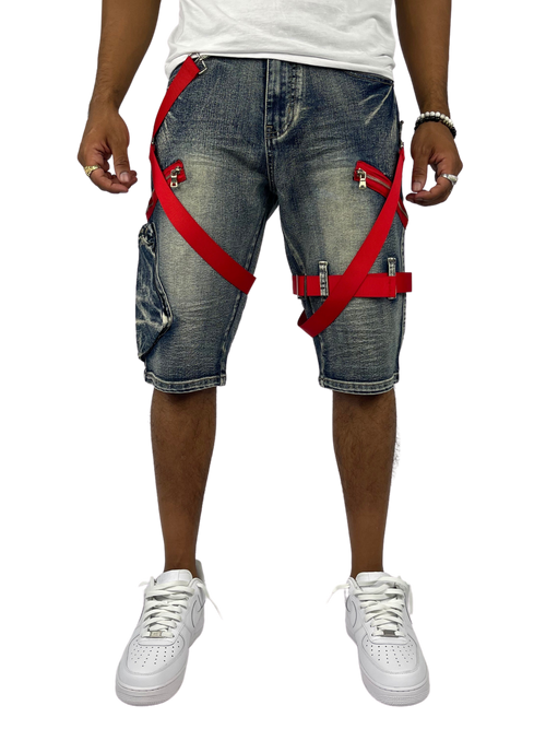 B&T Strap Cargo Shorts - Dirt Wash/Red