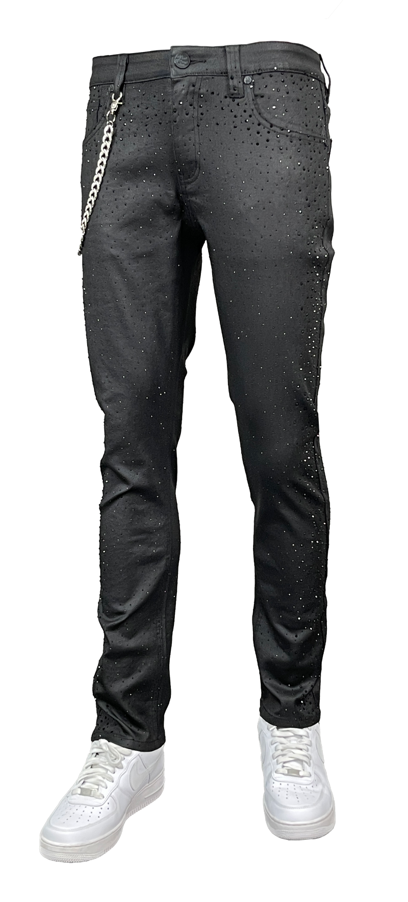 Men's Coated Slim Fit Rhinestone Jeans — alternate view