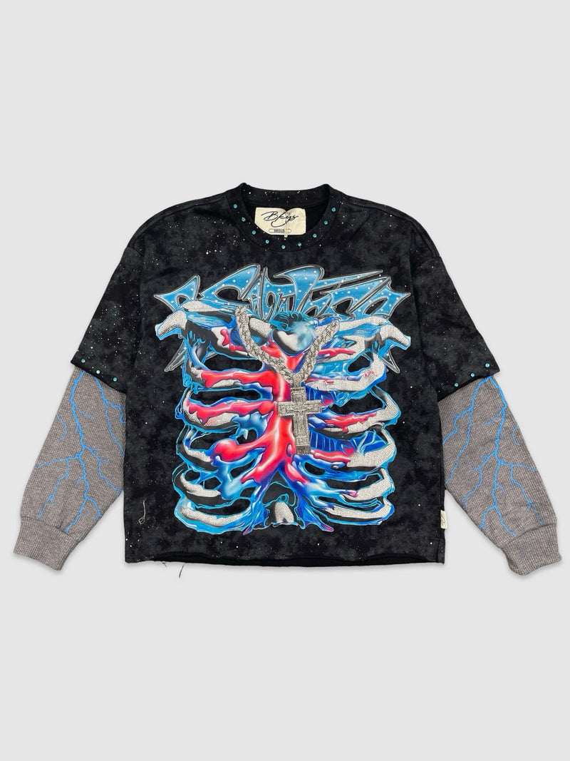 Men's Greatness Graffiti Layered French Terry Long Sleeve Tee — alternate view