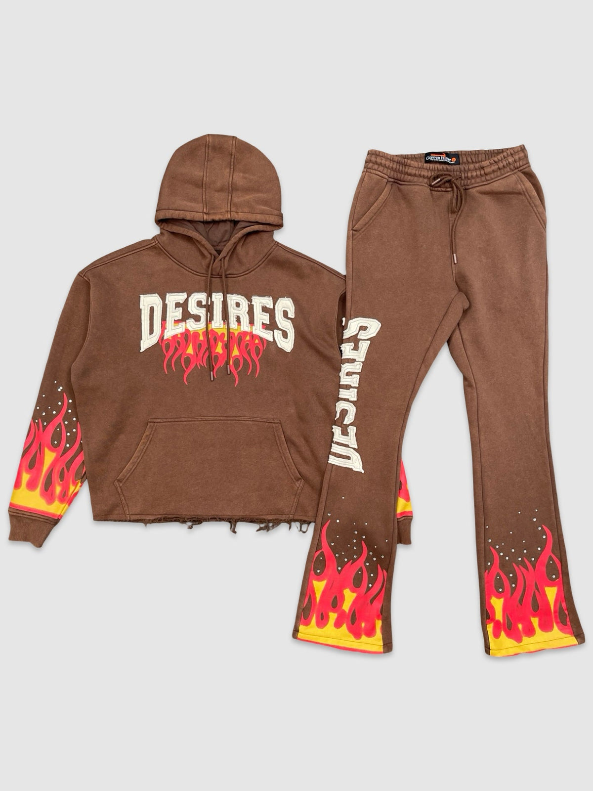 Desires Fleece Hoodie Stack Set - Brown