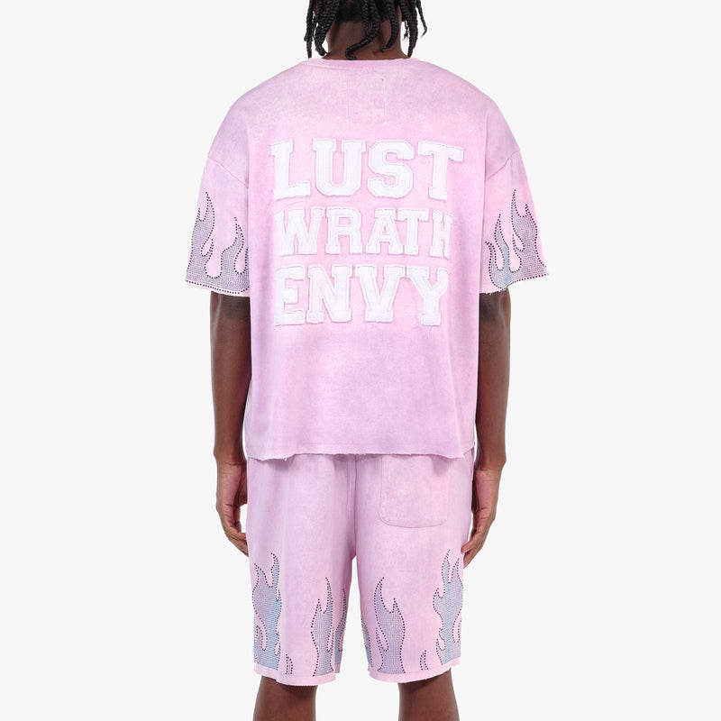 Men's Desires Rhinestone Flame Crop Tee & Shorts Set — alternate view
