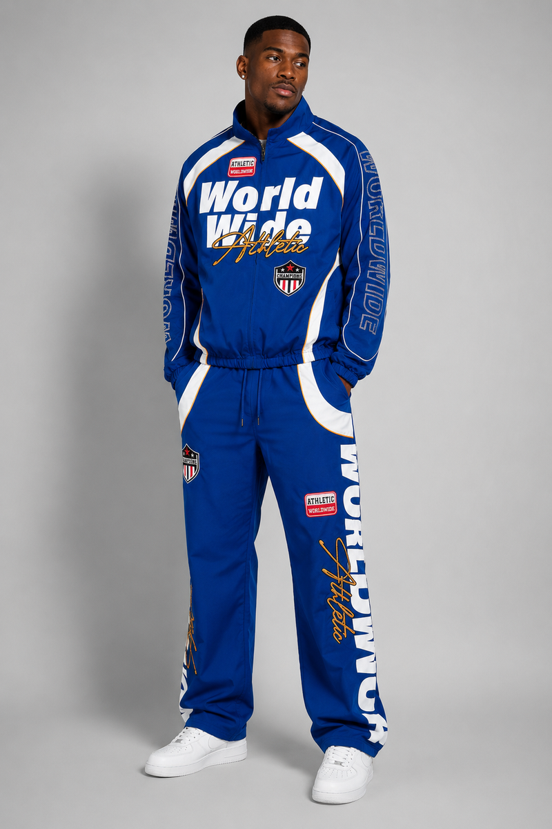 Men's World Wide Nylon Track Jacket & Pants Set — alternate view