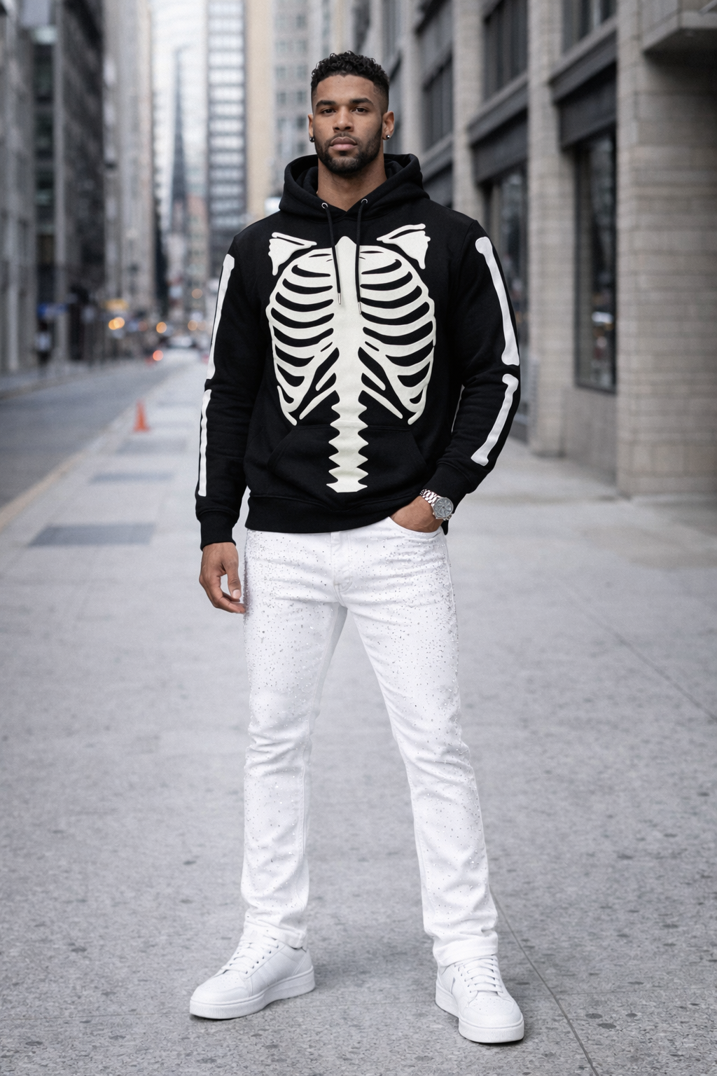 Ribcage Puff Print Fleece Hoodie