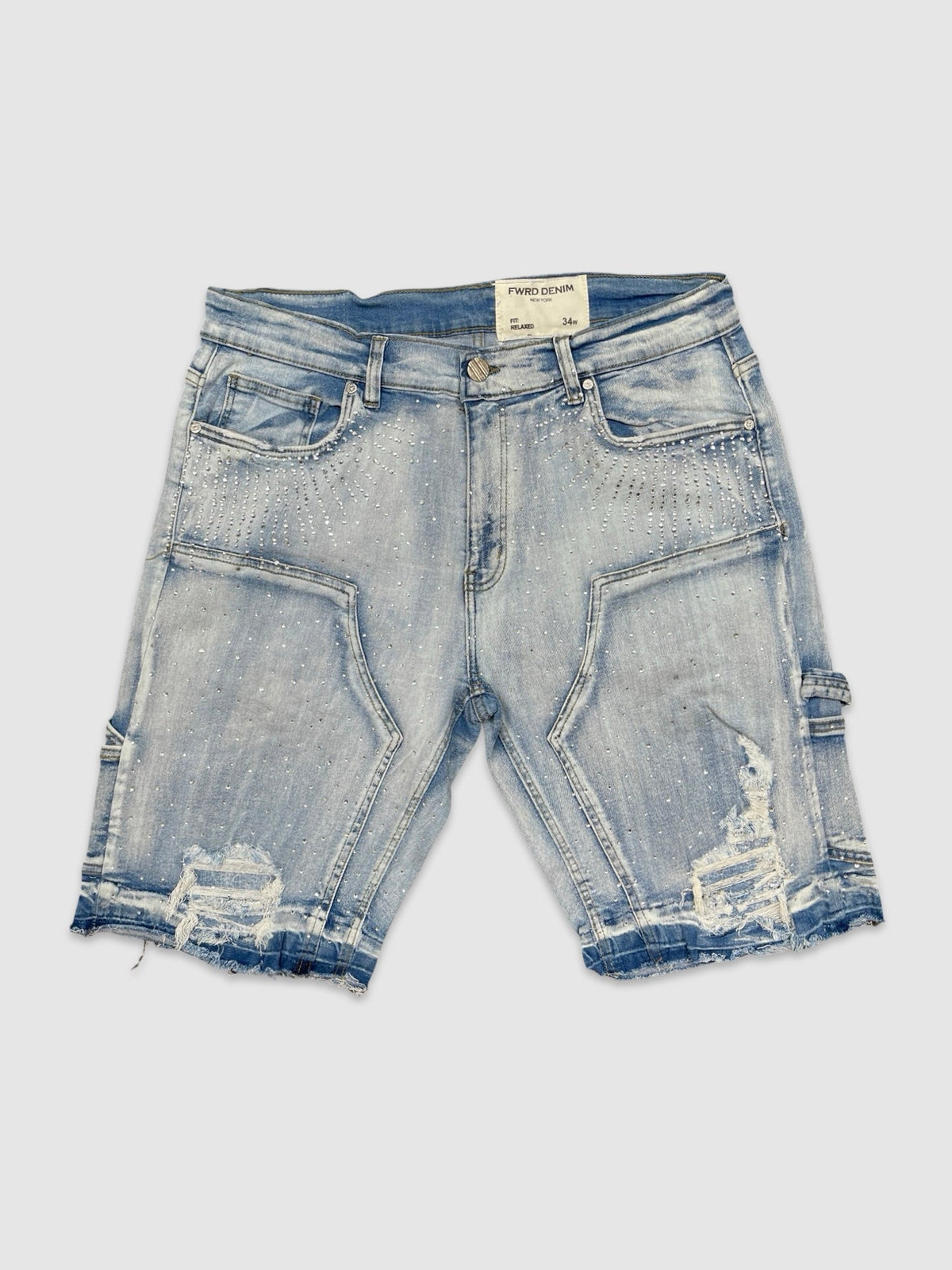 Crystal Denim Shorts - Ice Blue
