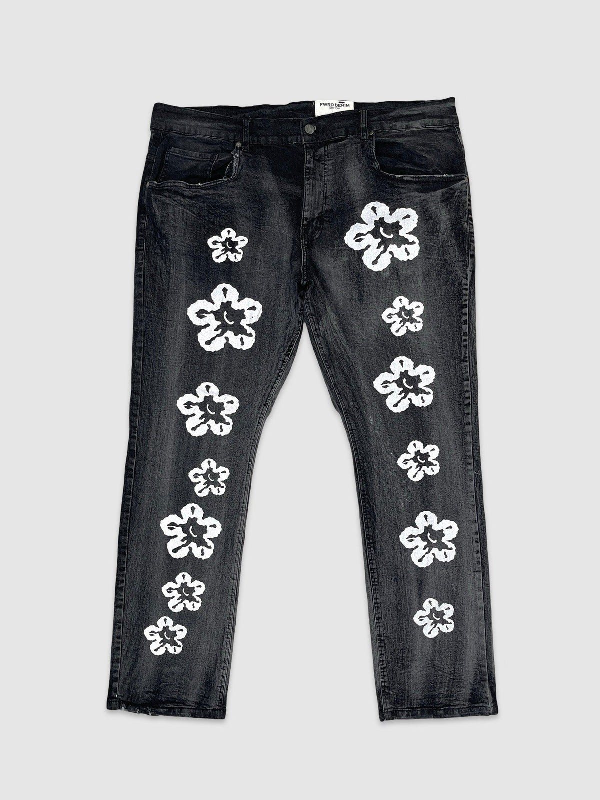 B&T Flower Denim Jeans - Wash Black