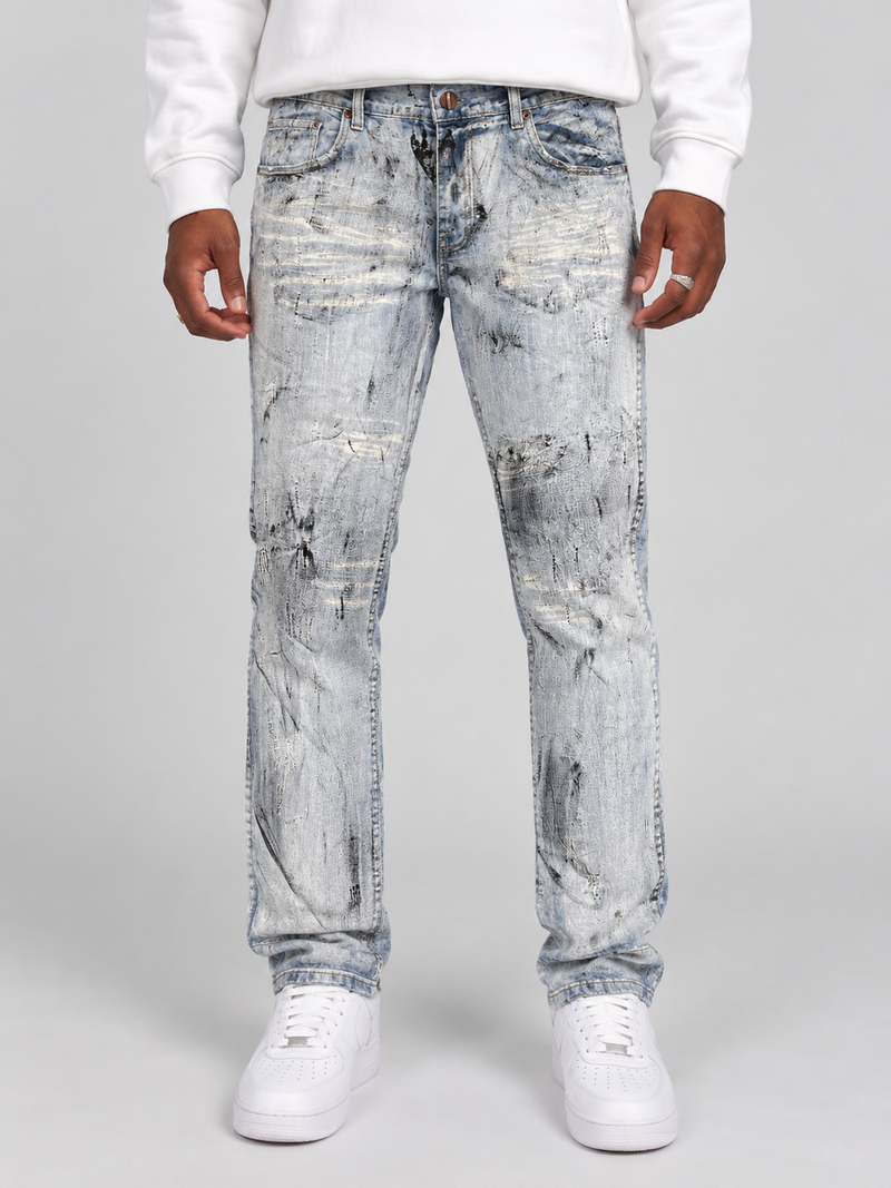 Men's Washed Out Distressed Straight Fit Jeans — alternate view