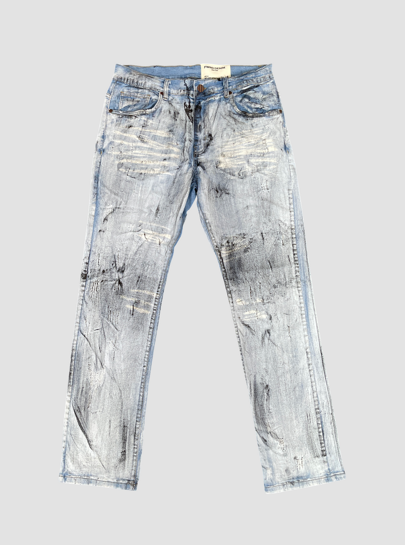 Washed Out Straight Fit Jeans - Ice Blue