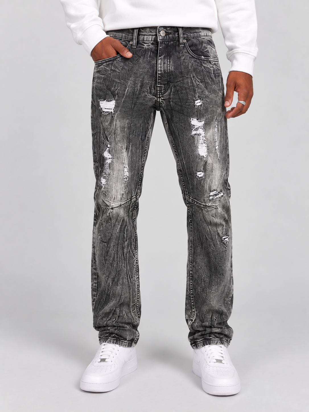 Eroded Straight Fit Jeans