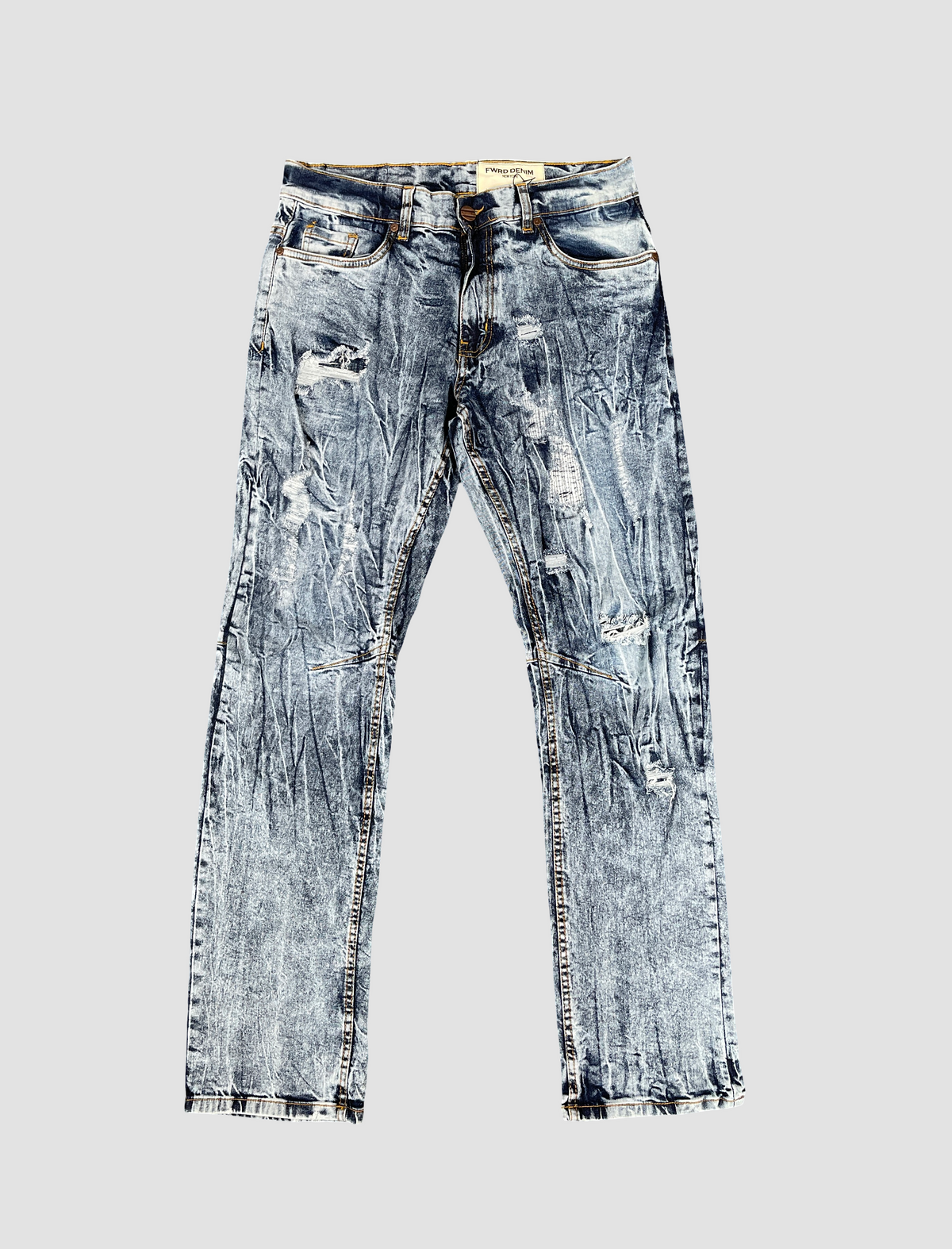 Eroded Straight Fit Jeans - S Blue