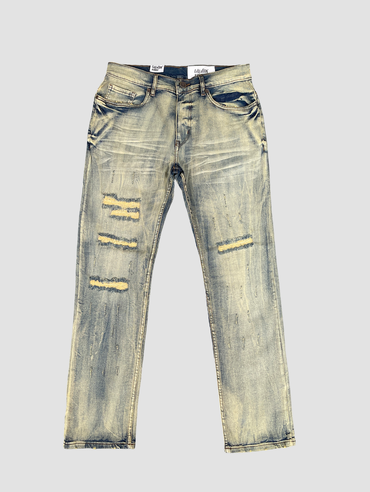 Distressed Straight Fit Jeans - Lt Tint