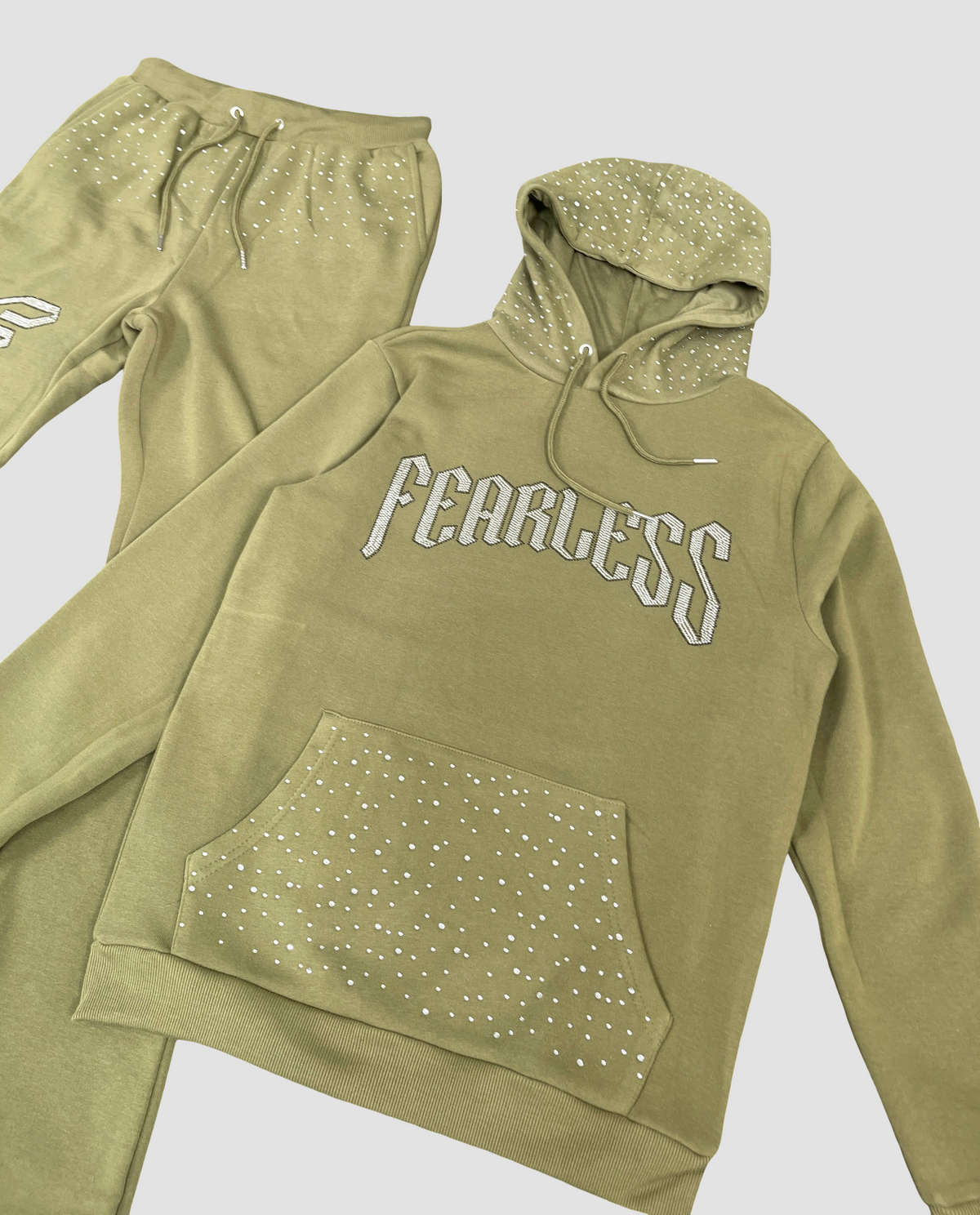 Fearless Rhinestone Fleece Hoodie Set