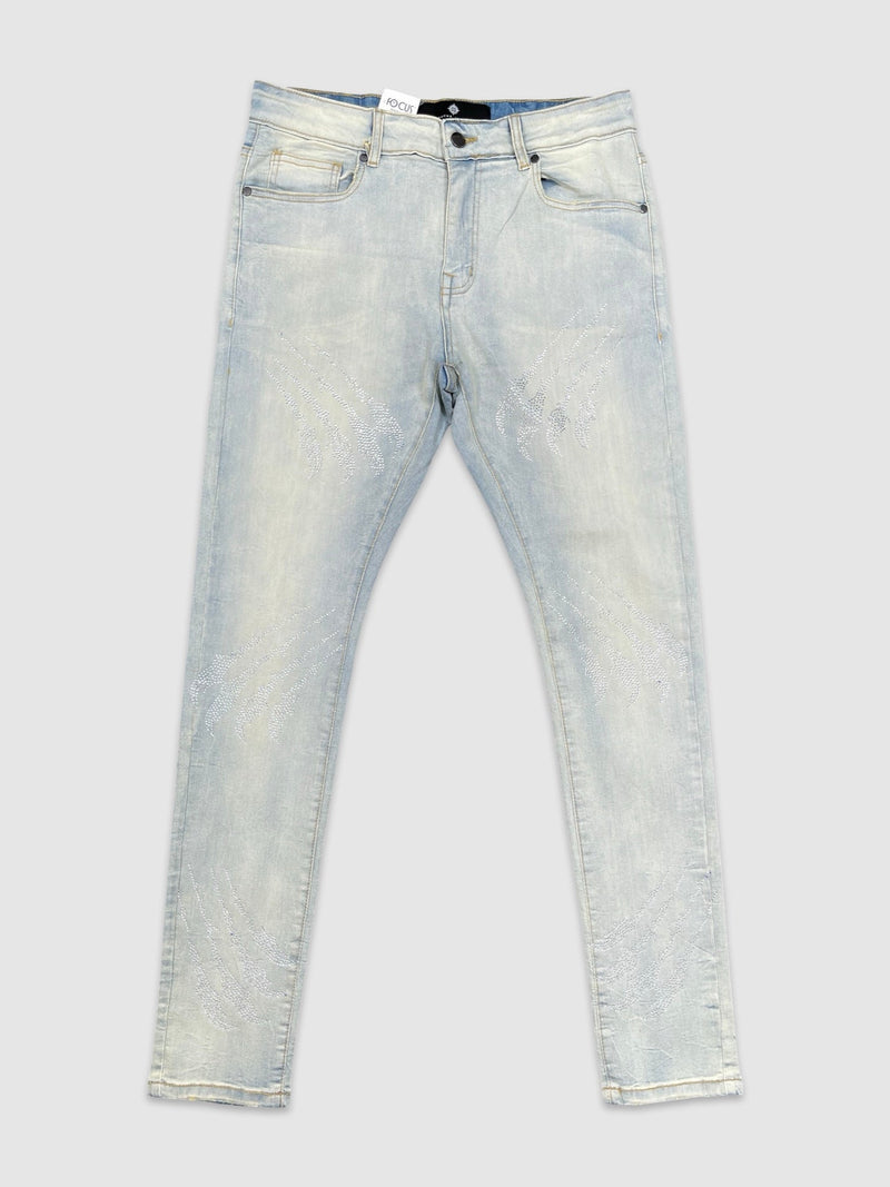 Men's Claw Stone Slim Fit Jeans with Rhinestone Slash Details — alternate view