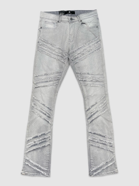 Rhinestone R&R Stacked Denim - Grey