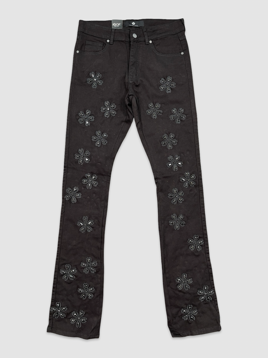 Crystal Semisacred Stack Denim - Jet Black