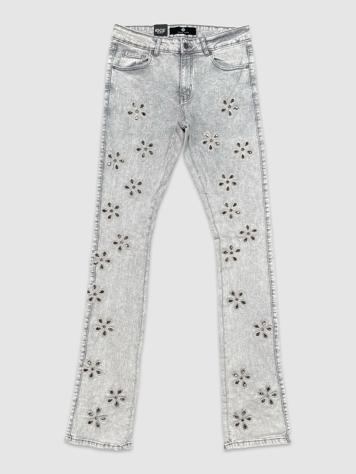 Crystal Semisacred Stack Denim - Lt Grey