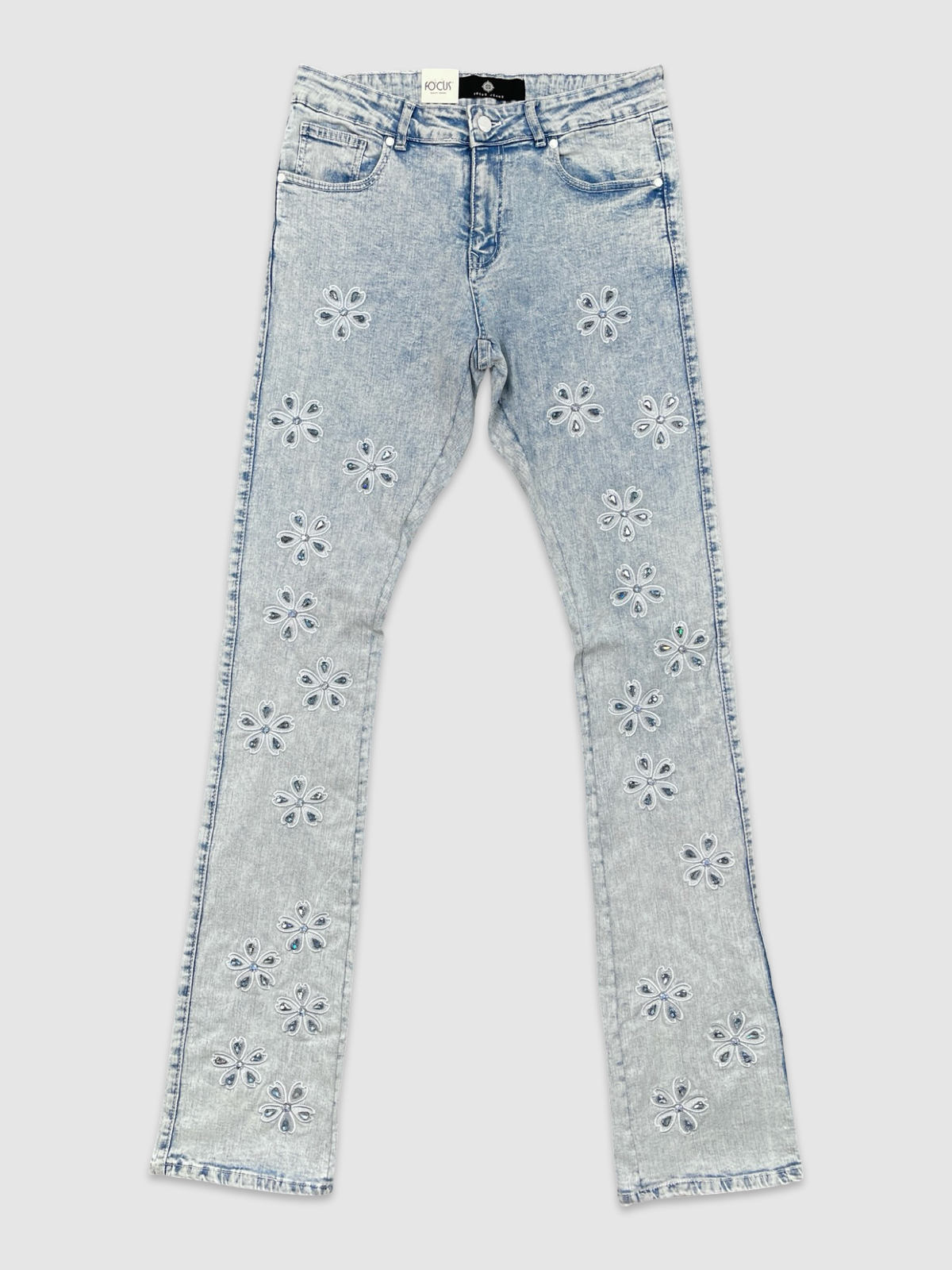 Crystal Semisacred Stack Denim - Ice Blue