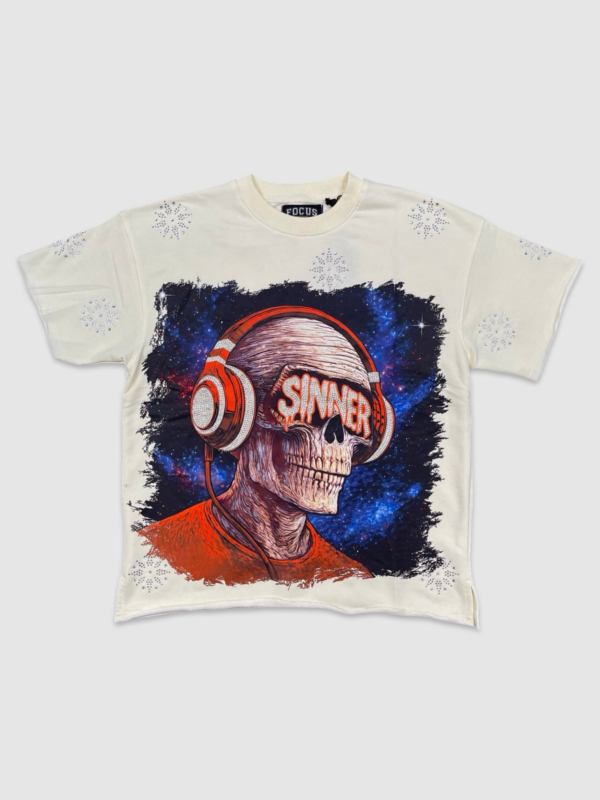 Sinner Stone Embellish Crop Tee - Ivory