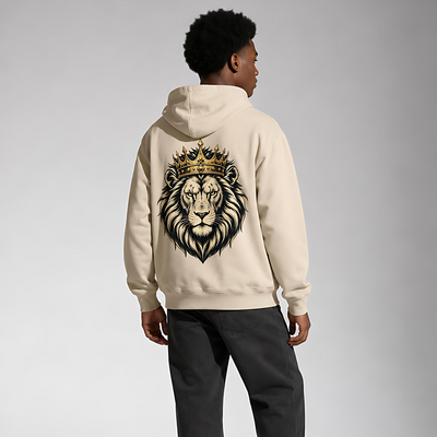 Lion Head Essential Heavyweight Hoodie detail view