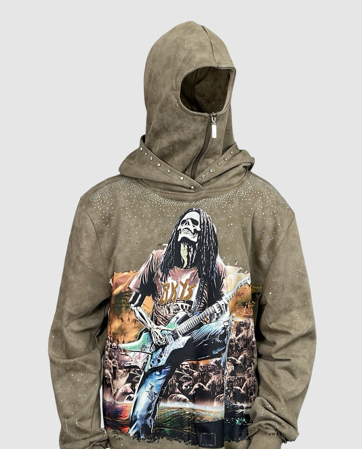 Fear No Art Cropped Hoodie - Khaki detail