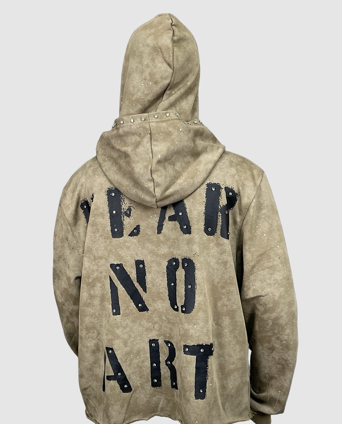 Fear No Art Cropped Hoodie - Khaki detail