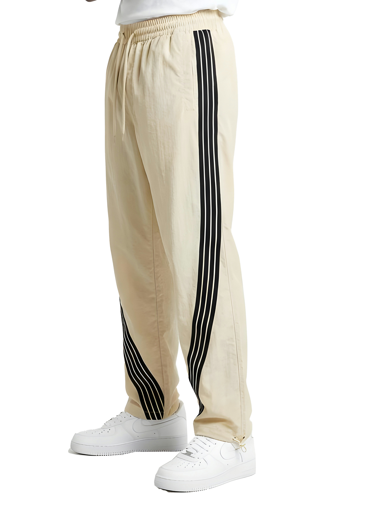 Stripe Nylon Pants - Khaki