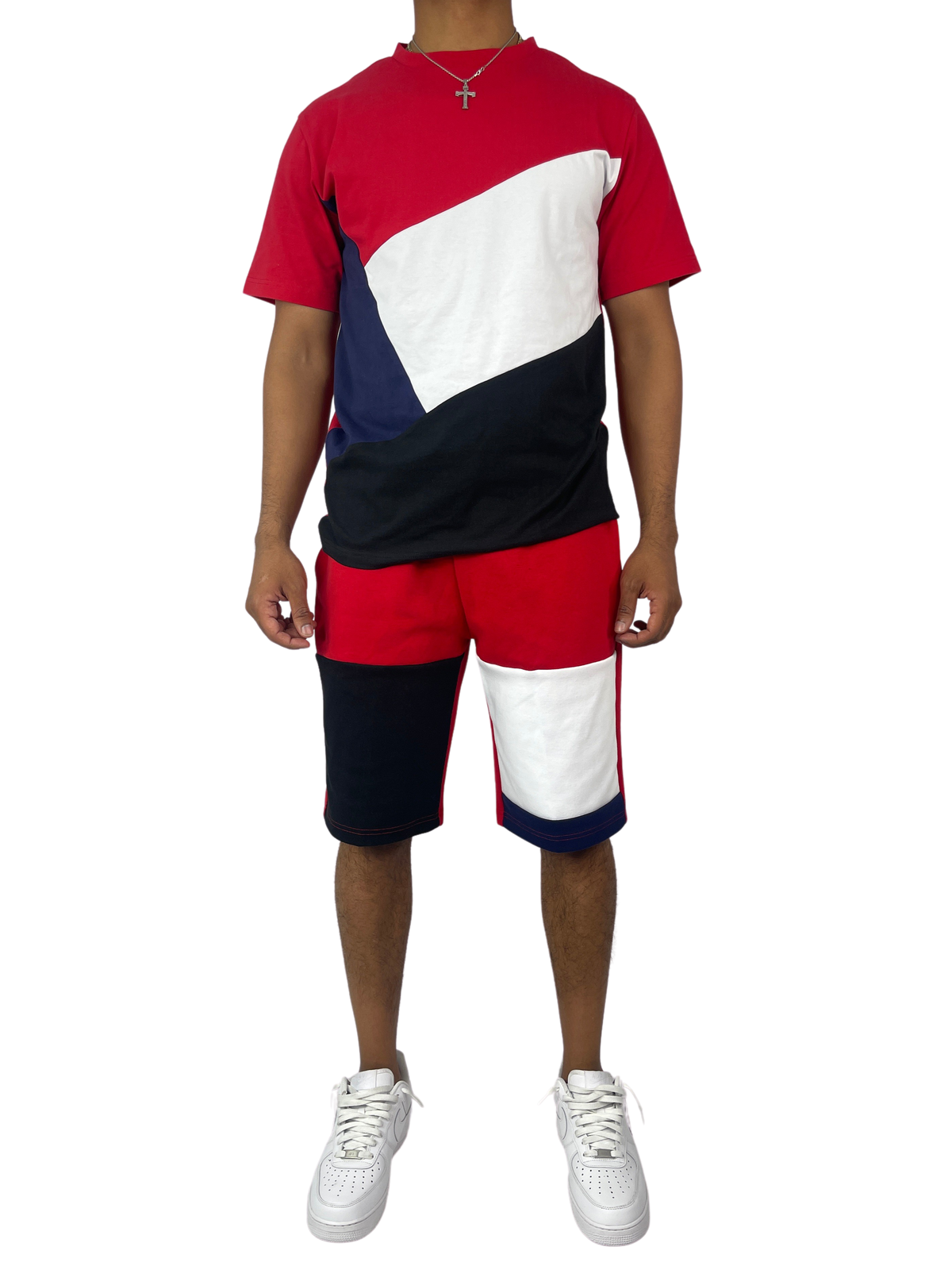 Colorblock Short Set - Red