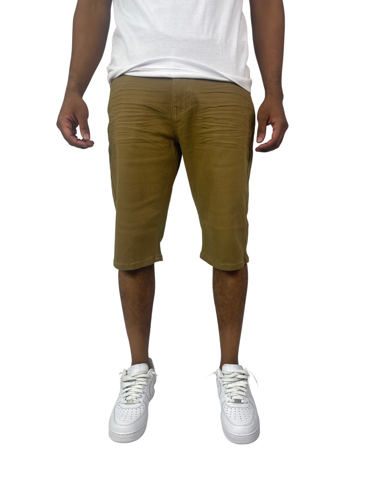 Slim Fit Twill Shorts - British Khaki