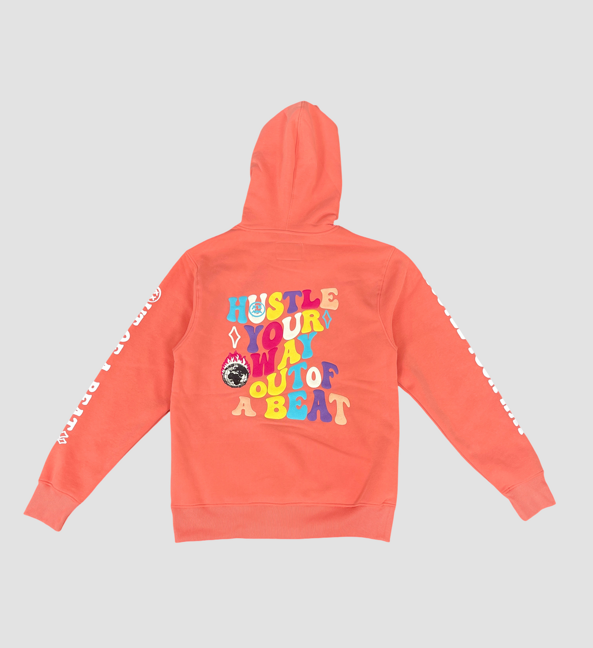 Hustle Fleece Hoodie - Coral detail