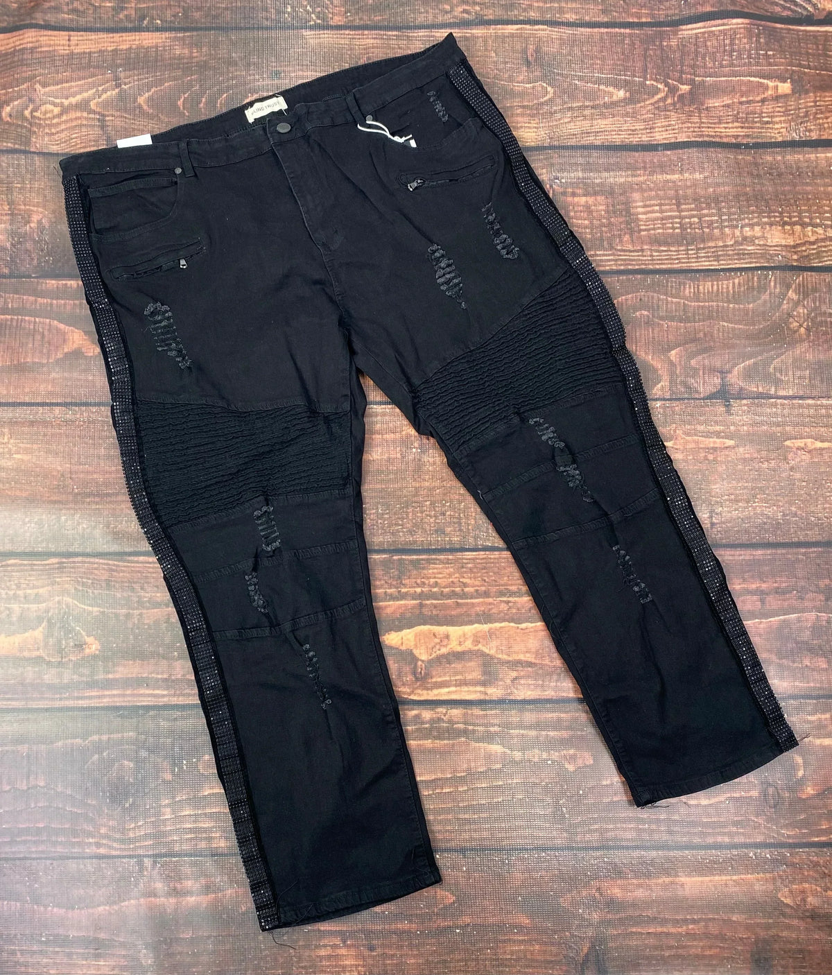 Men's Big & Tall Rhinestone Skinny Jeans, enlarged view